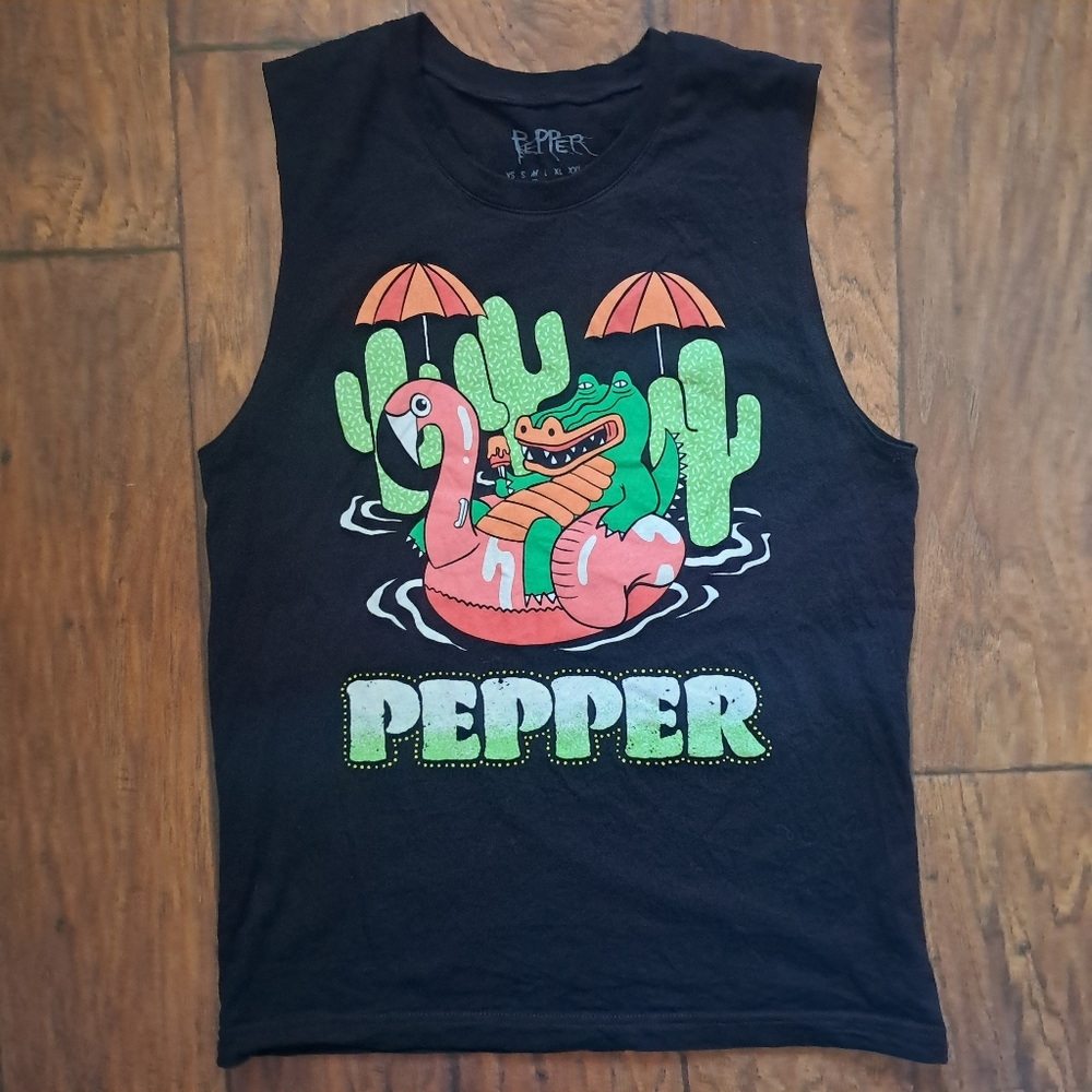 Pepper Gator Black Tank Top Band T-Shirt Men's Medium